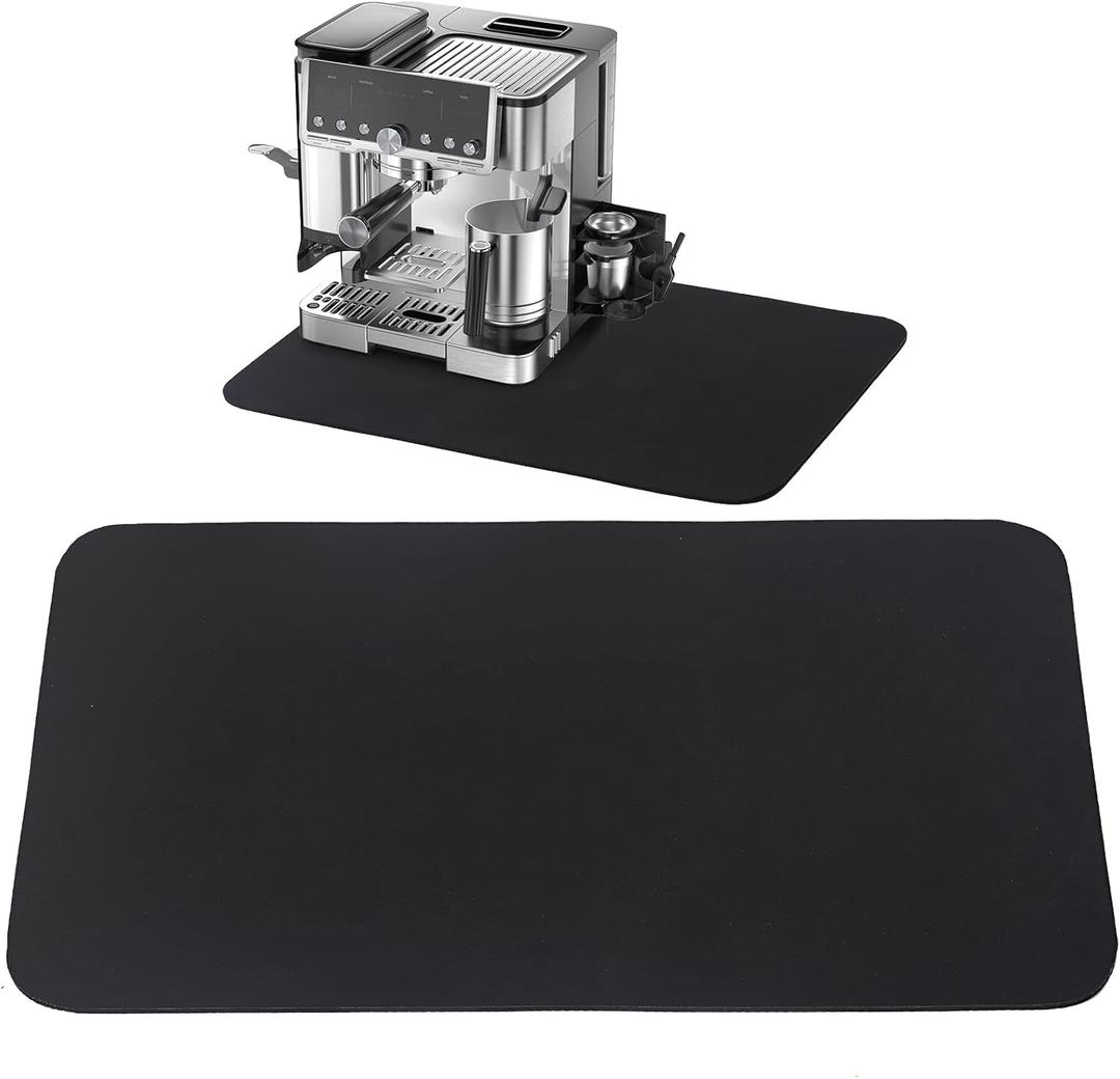 Espresso Coffee Mat for Ninja Luxe Cafe Accessories Breville Espresso Machine Accessories, 15.7x23.6 Inch Coffee Bar Mat for Countertop for Ninja Coffee Maker, Black