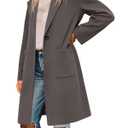 Tankaneo Womens Pea Coat Notched Lapel Single Breasted Long Jacket Winter Casual Trench Coat Outerwear, M