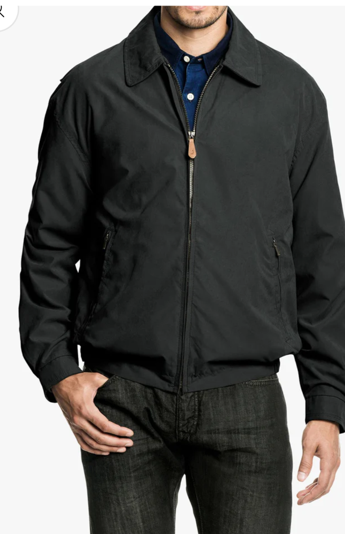 London Fog Mens Auburn Zip Front Golf Cotton Lightweight Jacket Dark Grey Large,  Iron 