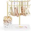 Dahey Headband Holder Multifunctional Hair Accessories Organizer Display Hairbands Claw Clips Scrunchie Metal Storage Stand Stylish Bedroom Dorm Bathroom Vanity Decor for Girls Women, Gold