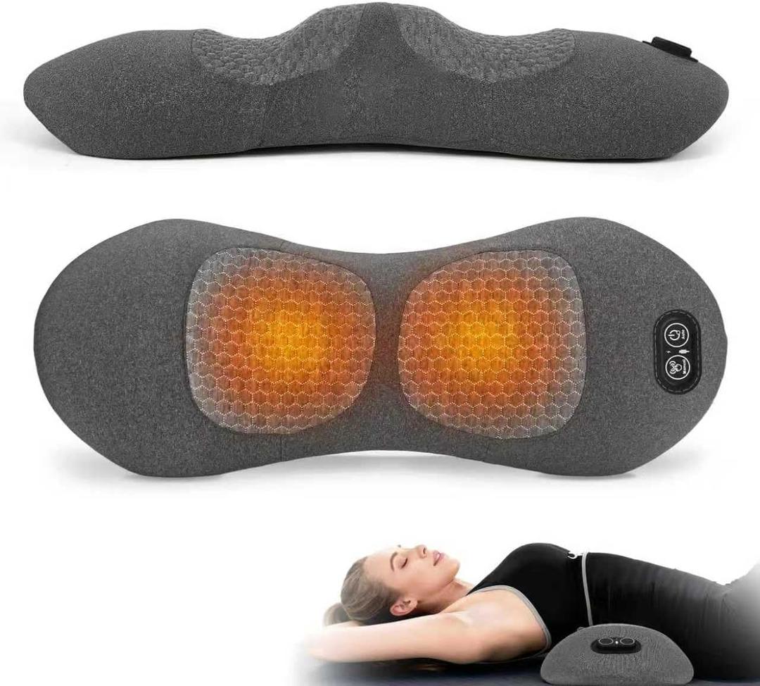 3-in-1 Electric Back Massager Pillow, Rechargeable Lumbar Support Cushion with Heat Vibration