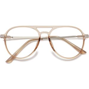 MAGIMODAC Trendy Reading Glasses Men Women Readers Anti Blue Light Blocking Computer Eyeglasses Large Frame (Khaki)