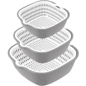 Washing Vegetable Baskets in The Kitchen Fruit Baskets Multi-layer Stackable Vegetable Sinks, Strainer and Washing Fruits and Vegetables Kitchen Colander Set