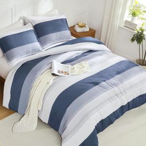 Litanika Dark Grey Comforter Set Oversized King - 3 Pieces Lightweight Dark Grey Colorblock Stripe Fluffy Bedding Comforter Sets, All Season Bed Set