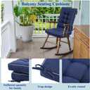 Juexica 4 Sets Outdoor Patio Cushions High Back Outdoor Chair Cushions Rocking Cushion Waterproof Indoor Patio Fastness Chair Pads with Ties for Seasonal Indoor Home Office(Navy Blue,19 x 19 x 4)