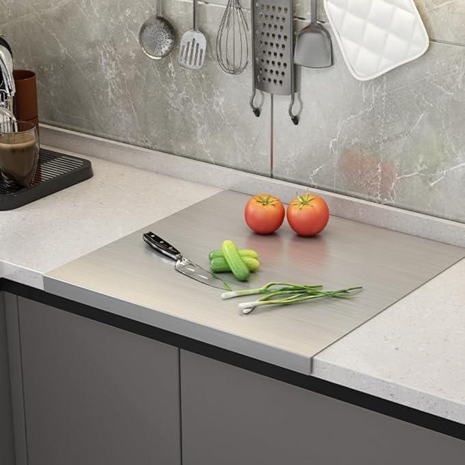 Stainless Steel Cutting Board for Kitchen – Large (40x30cm/15.7x11.8in) NonSlip, Dishwasher Safe – Ideal for Meat, Vegetables, Fruits, Bread & Baking – Commercial & Home Use