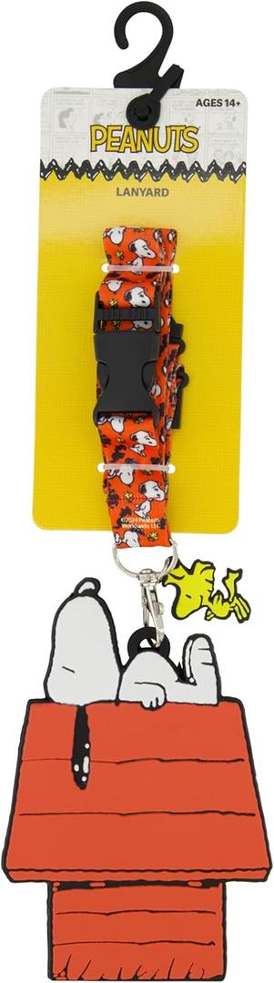 Peanuts Lanyard, ID Card and Badge Holder, Snoopy & Woodstock Doghouse, Multi