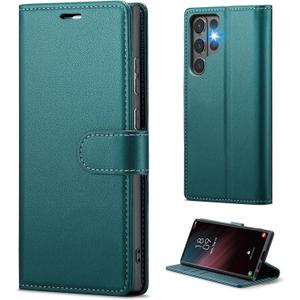 for Samsung Galaxy S26 Ultra 6.9" Wallet Case, PU Leather Folio Flip Cover with Kickstand, RFID Blocking Credit Card Slots & Shockproof Protection (Blue-Green, Samsung Galaxy S26 Ultra)