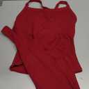 SUUKSESS Women 2 Piece Workout Sets Compression Tummy Control Leggings with Pockets Halter Built in Bra Tank Tops (X-Small, Magenta)