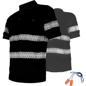 Hi Vis Safety Polo T-Shirt for Men,Coolpass Safety Shirt Long Short Sleeve with Pocket Quick Dry (Black, M)