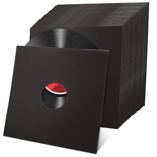 Oungy 30 Pack Vinyl Record Inner Sleeves, Anti-Static PO Lined Record Sleeves for 12 Inch LPs, Frosted Black 110g Heavyweight Paper Vinyl Protective Sleeves
