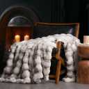 EverGrace Ultra Soft Luxury Fluffy Faux Rabbit Fur Throw Blanket, Thick Warm Bubble Throw for Bed, Cozy Plush Reversible Blankets for Couch, Chair, Sofa, Light Grey, 50x60 Inches