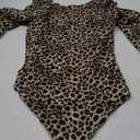 SUUKSESS Women Backless Y2k Long Sleeve Bodysuit Double Lined Open Back Sexy Basic Top (Small, Leopard)