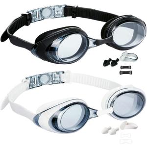 2 Pack Swim Goggles Anti-fog No Leaking Anti-UV Silicone Swimming Goggles for Adult Women Men