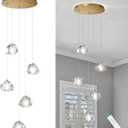 Modern LED Chandeliers for Dining Room Kitchen Pendant Lights Lighting for Island Dimmable Fixtures Bubble Crystal Floating Chandelier LED Lights Antique Gold