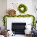 RECUTMS Hanging Garland Plants Artificial Eucalyptus Garland Fake Hanging Eucalyptus Leaf Garlands with Flowers Faux Vine (Yellow), Faux eucalyptus garland is about 5.8 Ft in length 