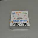 2 x He Sees You When You'Re Pooping Wooden Box Sign, Home Bathroom Decor, Farmhouse Kitchen Bathroom Shelf Table Decoration, Easter Decorations Gift 5 x 5 Inch