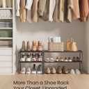 SONGMICS Shoe Rack, 2-Tier Shoe Organizer, Metal Storage Shelf, Upright or Upside Down, for 6-9 Pairs, Stackable, for Entryway, 11.8 x 26.8 x 14.6 Inches, Black ULSA202B01