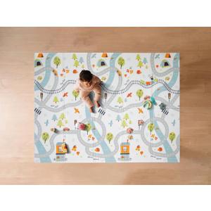Nuby Reversible Baby Floor Mat - Foldable and Lightweight Foam Infant Play Mat - 77" x 58" - Easy Storage and Travel - Car Tracks/Alphabet