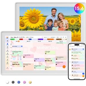 Westsee 15.6" Digital Calendar Frame Interactive Touchscreen Eletronic Calendars, Smart Family Planner for Schedule, Photo Display, Meals, Chore Chart & Tasks, Wall & Desk Mountable (White)