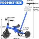 XJD Toddler Tricycle for 1-3 Year Olds, 5-in-1 Toddler Balance Bike, Adjustable Push Handle, Adjustable Seat & Removable Pedal, Birthday Gift Toy for Boys and Girls(Blue)