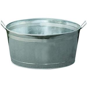 Little Giant Galvanized Round Tub (16.75 Gallon) Classic Utility Metal Bucket with Handle for Feeding, Watering, Washing (Item No. GWT1675)