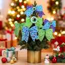 Chuangdi 24 Pcs Monster Christmas Bows Ornaments 6 Inch Large Christmas Tree Decorations Blue Purple Green Monster Bow Decor for Xmas Tree Ornaments Gift Wrapping DIY Crafts Supplies