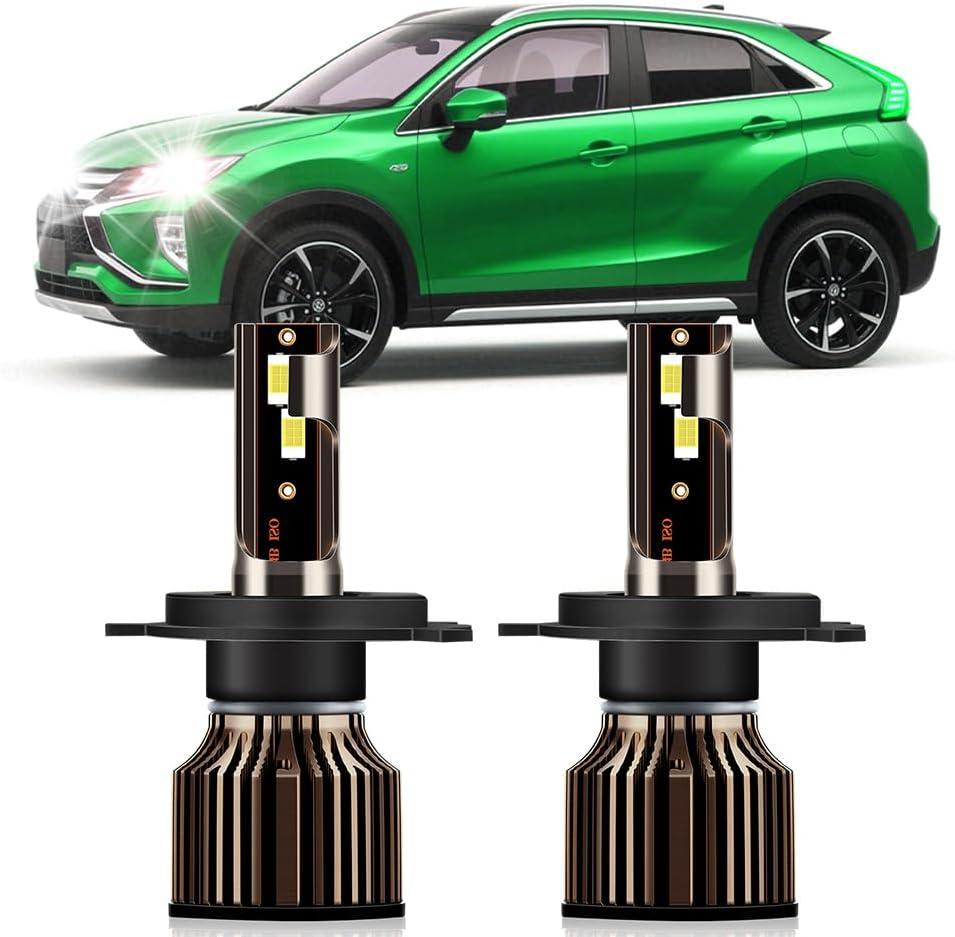 Fit For Mitsubishi Mirage 2014 2015 2016 2017 2018 2019 Light Bulbs, 30000LM Super Bright High Low Beam Light Bulbs, 6000K Cool White, With Cooling Fan, Plug and Play, Pack of 2