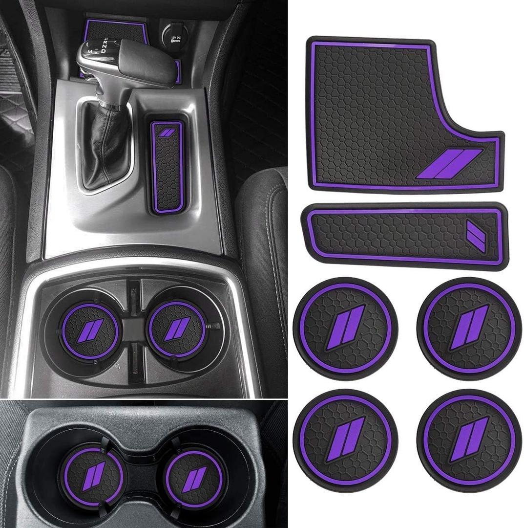 Auovo Anti dust Mats for Charger 2021 2020 2018 2017-2015 Accessories Custom Fit Cup Holder Liners Mats(24pcs/Set, Purple)