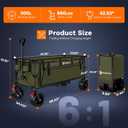 48" L Collapsible Wagon Cart Foldable, 560lbs Weight Capacity 300L Heavy Duty Folding Beach Wagons with Big All-Terrain Wheels, Utility Carts for Groceries, Shopping, Camping, Sports - Green