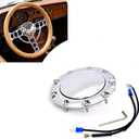 Aluminum Horn Button for 9-bolt Steering Wheels, High Polish Finish 9-Bolt Horn Button, for Most 9-Hole Flat Horn Buttons on the Market Steering Wheel Accessories
