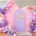 Pink and Purple Arch Cover 3 Set-8FT, 7.2FT, 6.6FT Arch Backdrop Cover Spandex Fitted 2-Color Fabric Stand Covers for Baby Shower Girls Mermaid Birthday Party Wedding Photo Background Decorations