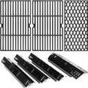 Uniflasy Grill Grates Heat Plates for Dyna-Glo 4 Burner DGH450CRP DGH451CRP Grill Parts for Dyna Glo 70-01-911 70-02-411 70-02-412 Porcelain Steel Heat Plates Replacement Part for Dyna-Glo (Black)