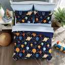 Wink Deer Twin Comforter Set for Boys-5 Pieces Space Glow in the Dark Twin Bedding Sets for Kids, Ultra Soft Bed in A Bag with Sheets