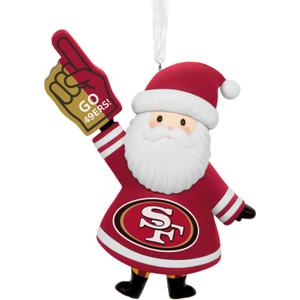 Hallmark NFL San Francisco 49ers Santa Fan Christmas Ornament, Gifts for Sports Fans