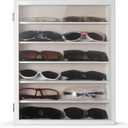 TJ.MOREE Sunglasses Organizer Storage Wall Mounted: 13 x 15.6 inches Eyewear Display Case Rustic Wood Eyeglasses Holder Large Glasses Storage Box,White