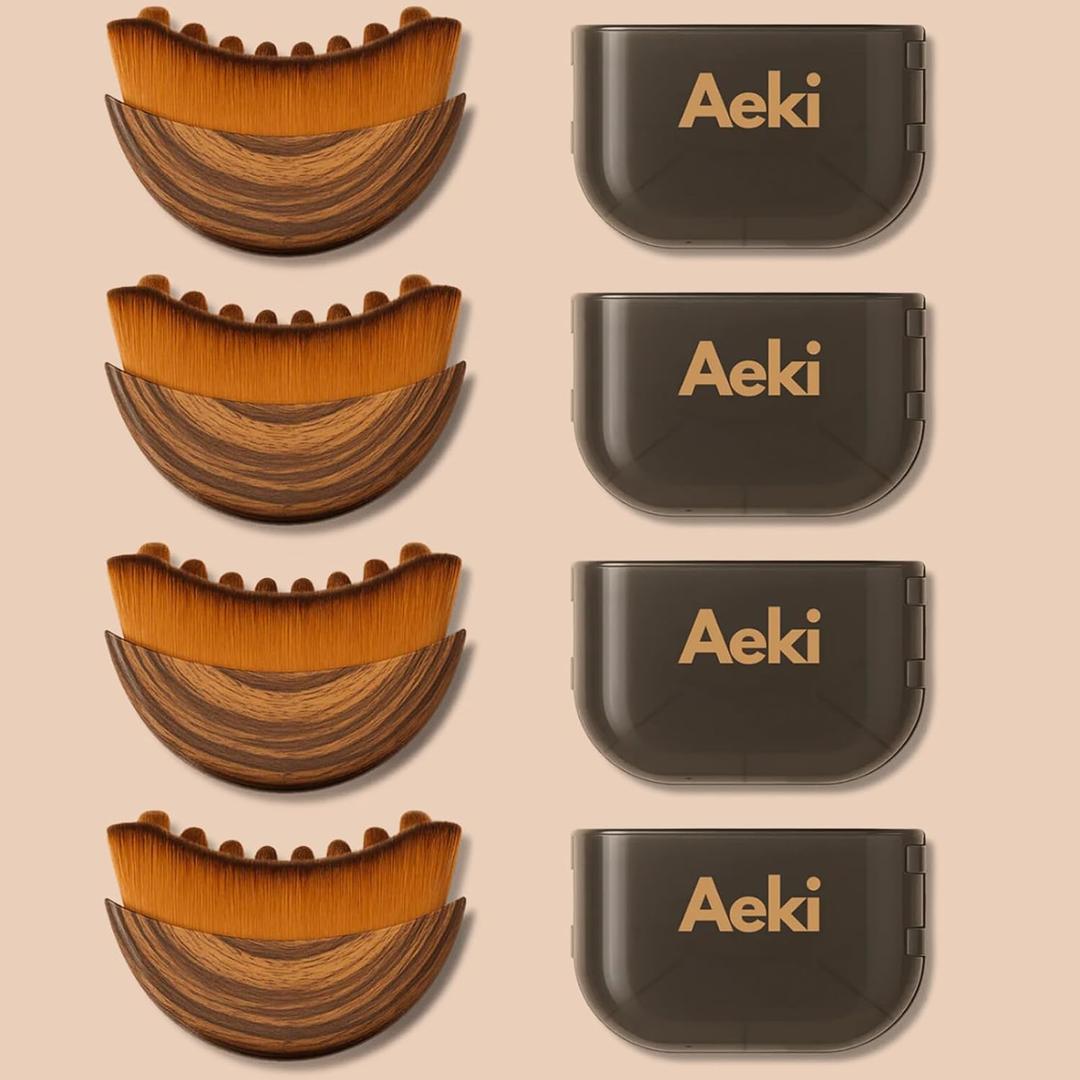 Aeki Lymphatic Contour Face Brush - Reduces Puffiness & Restores Definition, Aeki Lymphatic Face Brush, 100% Gentle & Soft on Skin | Naturally Sculpted Look, Aekii Facial Brush (4 Set)