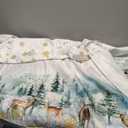 Horaldaily Christmas Tablecloth 60×104 Inch, Golden Snow Deers Washable Table Cover for Party Picnic Dinner Decor