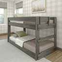 Max & Lily Modern Farmhouse Low Bunk Bed, Twin-Over-Twin Bed Frame For Kids, Driftwood
