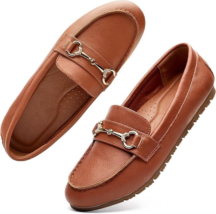 Women's Wide Loafers Casual Slip on Flat Shoes Women's Comfort Penny Loafers with Arch Support Women Dressy Moccasins, Size 7