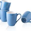 GBHOME Porcelain Coffee Mugs Set, 16 oz Large Coffee Mugs Set of 4 for Dad Mom Women Men, Light Weight Ceramic Coffee Cups for Cappuccino,Latte,Tea,Cocoa, Dishwasher & Microwave Safe, French blue