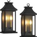 tewei 18'' Outdoor Wall Lights, Porch Light Outdoor Wall Sconce Lantern, 2-Light Black Exterior Lighting Fixture Wall Mount E12 Gold Base, Outside Light for House Backyard Garage, 2-Pack