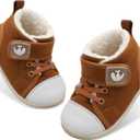 FEETCITY Baby Boots Boys Girls Infant Slippers Cozy Fleece Boots First Walking Shoes Warm Socks Newborn Crib Shoes (0-6 Months Infant, Brown)