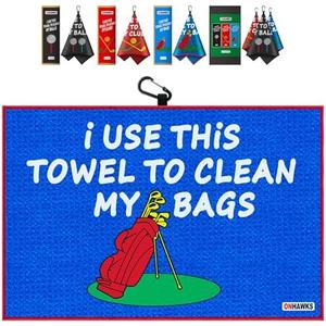 Pack Of 2 ONHAWKS Funny Golf Towel for Golf Bag for Men and Women,Microfiber Cleaning Cloth with Clips Can Be Used to Clean Golf Balls, Clubs, Bags and Shoes, Perfect Fun Gift for Golfers.