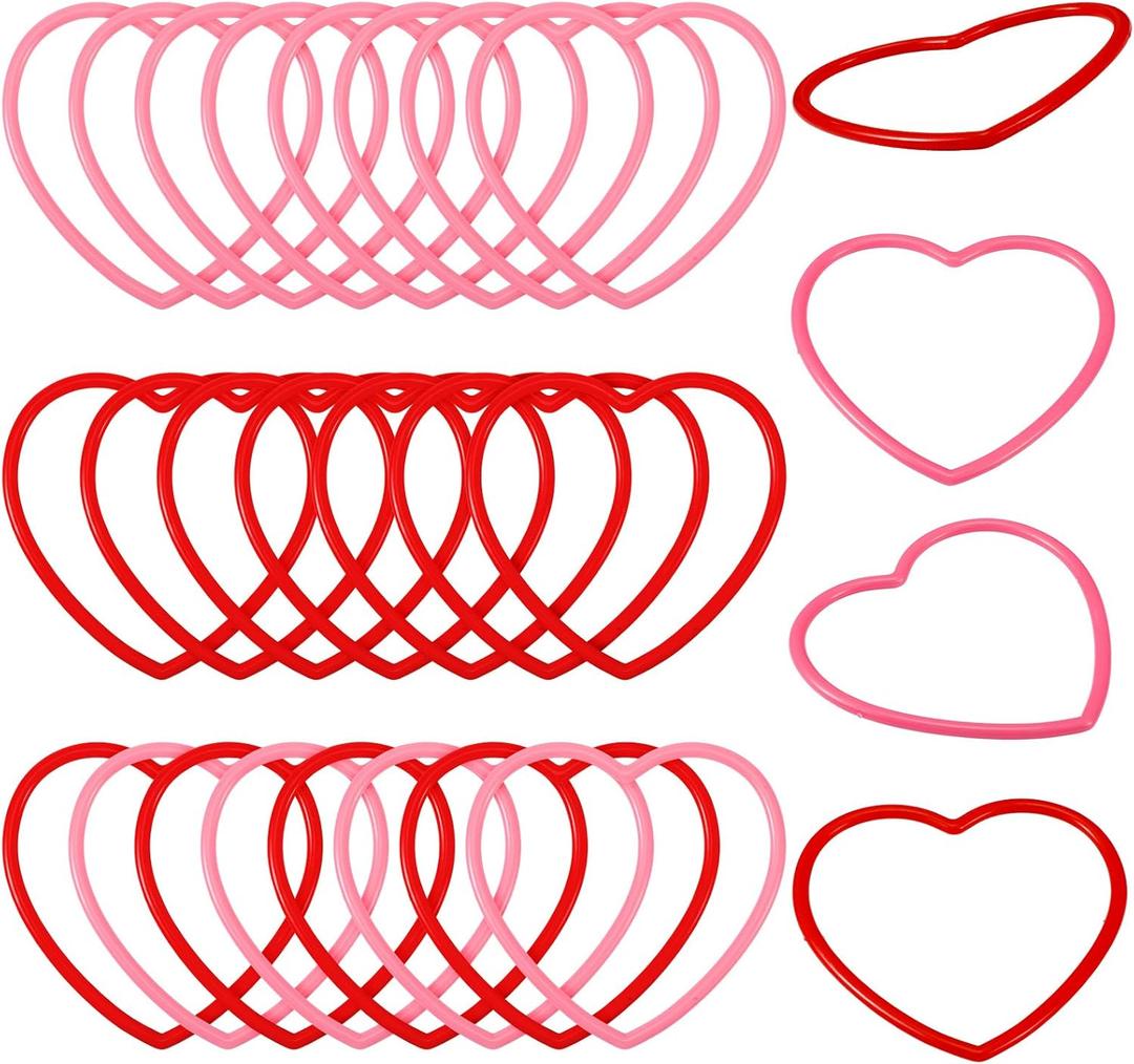 3 x Soulchen 24 Valentine's Heart Shaped Ring Toss Games for Party Activities Red and Pink Plastic Toss Ring for Indoor Outdoor Speed and Agility Practice Games Valentine's Party Supply