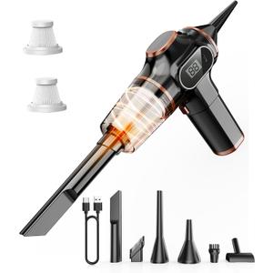 Portable Car Vacuum Cordless Mini Handheld Vacuums Cleaner High Power with LCD Display and Multi-Nozzles, Hand held Cleaners for Car, Home, Office, Sofa, Pet Hair,Keyboard (Black)