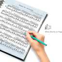 MECCALINE Sheet Music Folder (1 Pack, White) – 40 Sleeves Display 80 Pages Spiral Binder Organizer for Music Stand – Fits Letter Size 8.5 x 11 Inch – Direct Page Writing with Detachable Name Tag
