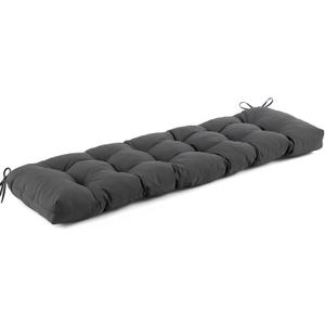 IASEAHK Outdoor Bench Cushion 48x18x5 Inch, Waterproof & Fade-Resistant Patio Furniture Cushions, Tufted Memory Foam Indoor/Outdoor Cushions for Couch Swing with Non-Slip Backing & Straps, Dark Grey