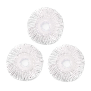 3 Pack Spin Mop Replacement Head for Hurrica, Mopnad, Cassabel and Other 360 Spin Mop Systems, Microfiber Spin Mop Refills (3pc-White)