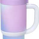 Ello Oasis 14oz Stainless Steel Toddler Tumbler with Handle & Retracting Straw, 100% Leakproof, Double-Wall Vacuum Insulated, Kids Water Bottle for School, BPA Free, Dishwasher Safe, Purple Swirl